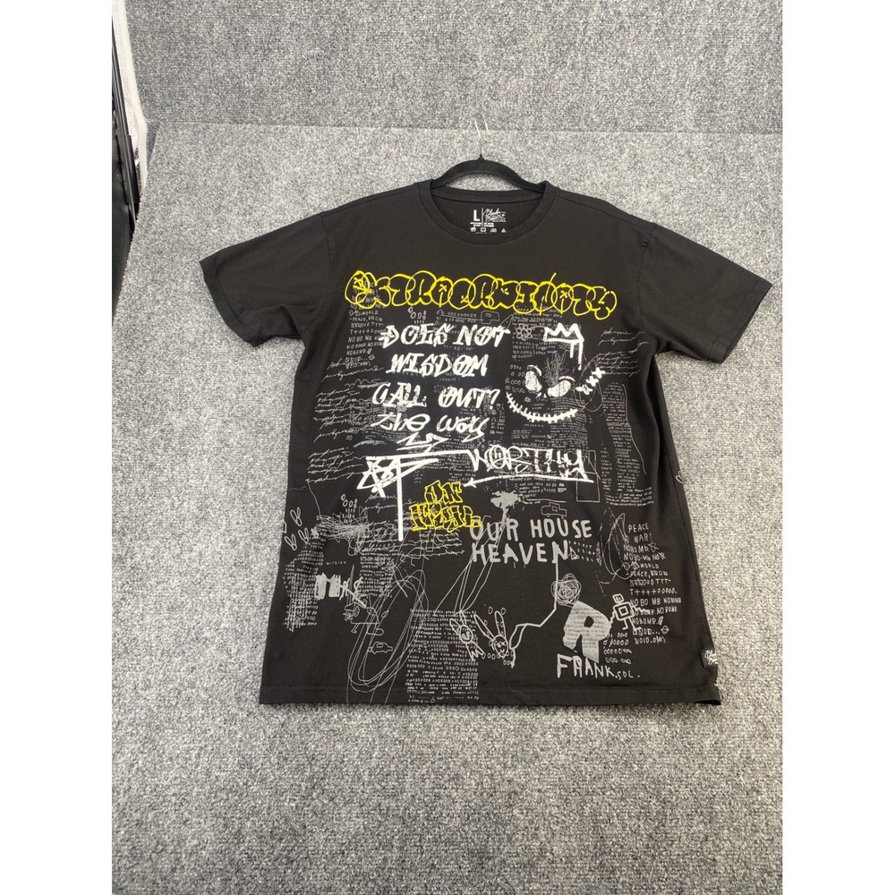 Bleecker & Mercer Graphic Tee Mens Large Black Graffiti Streetwear Cotton Shirt